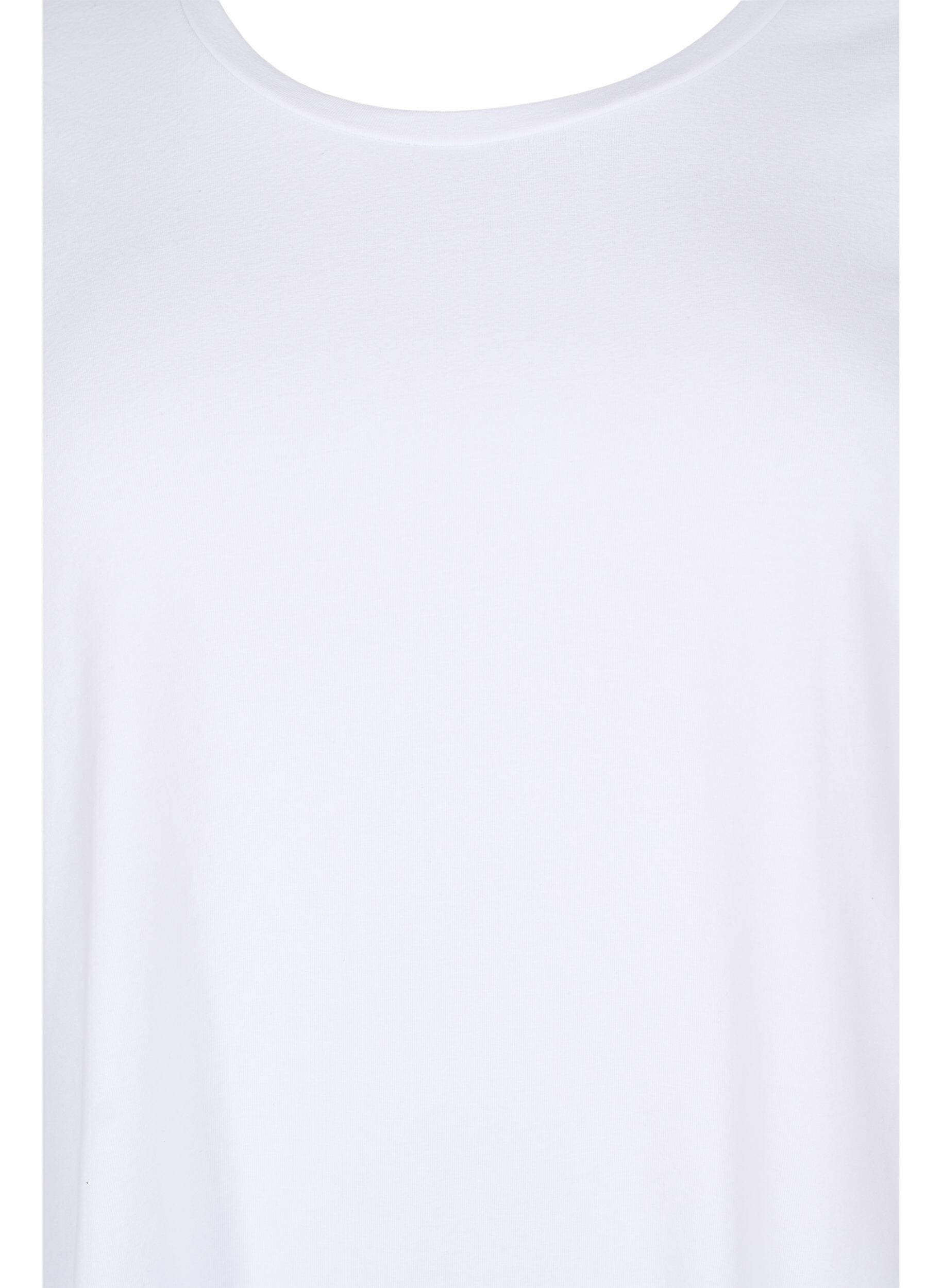 ZizziBasis T-skjorte i bomull med 3/4 ermer, Hvit, Packshot image number 2