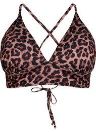 Leopard bikinitopp med knyting p&aring; ryggen, Brun