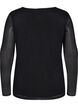 Tettsittende bluse i mesh med V-hals, Black, Packshot image number 1