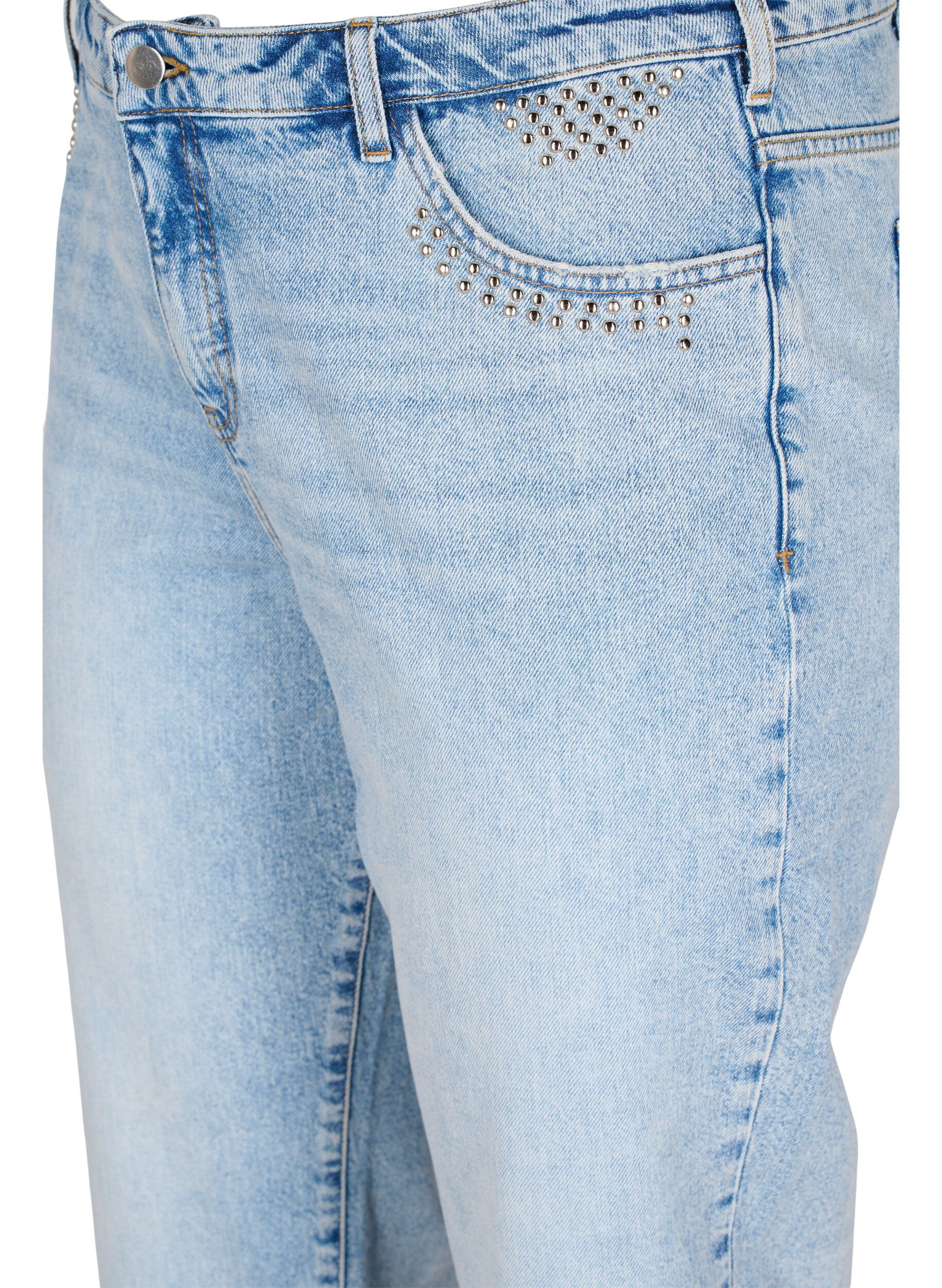 Zizzi Cropped Vera jenas med nagler, Light blue denim, Packshot image number 2
