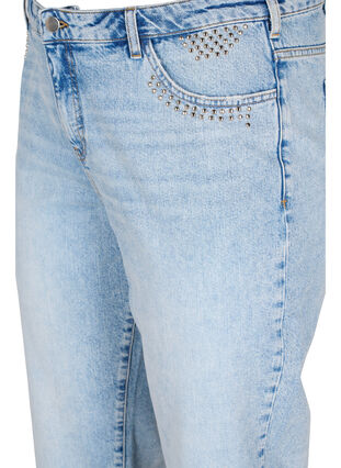 Cropped Vera jenas med nagler, Light blue denim, Packshot image number 2