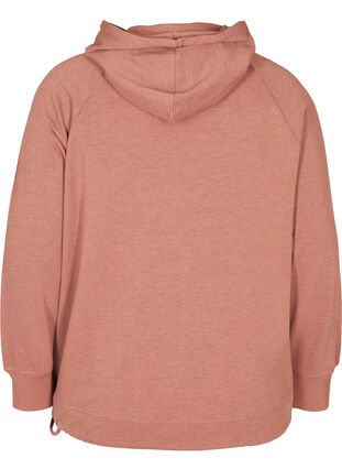 Melert sweatshirt med hette og lomme, Cognac Melange, Packshot image number 1