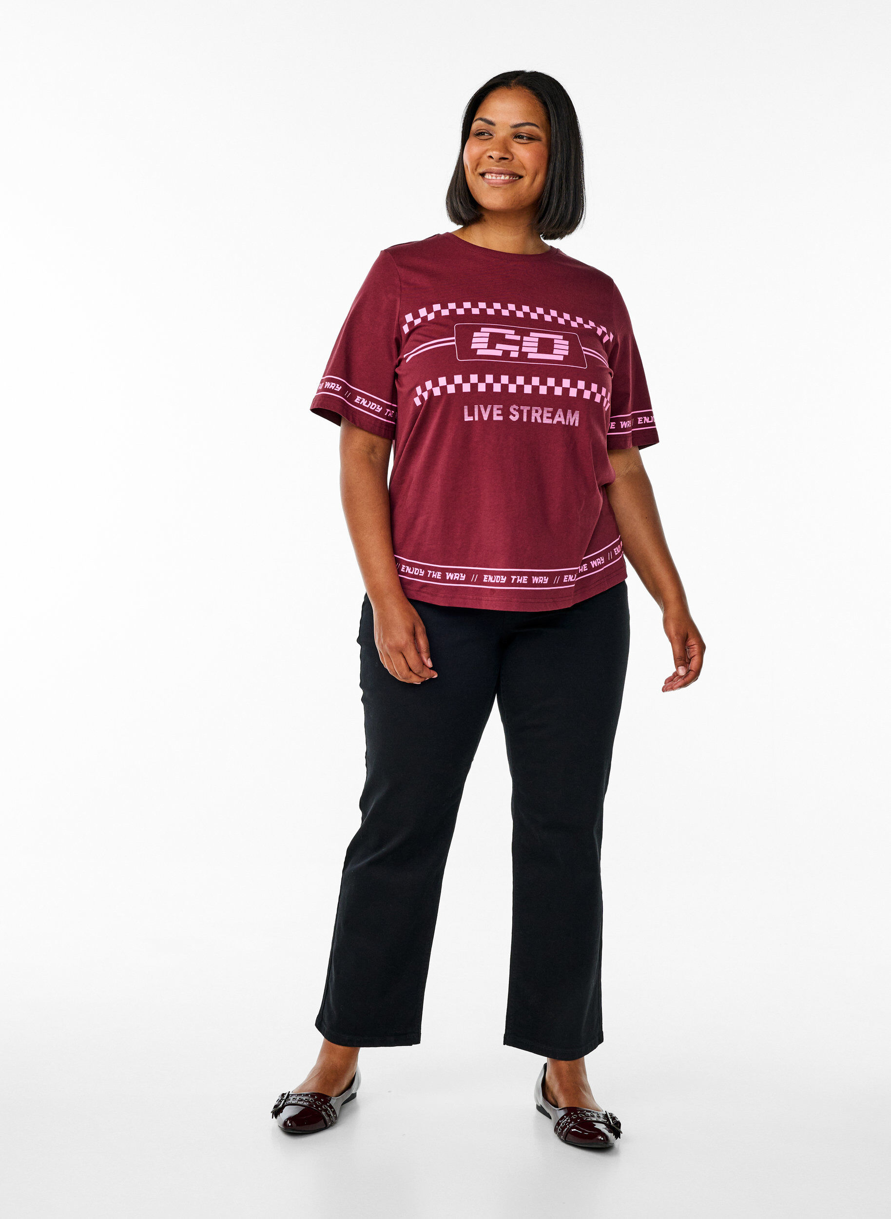 Gemma jeans med h&oslash;y midje og regular fit, Svart, Model