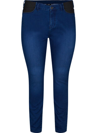 Super slim Amy jeans med strikk i livet, Dark blue, Packshot image number 0