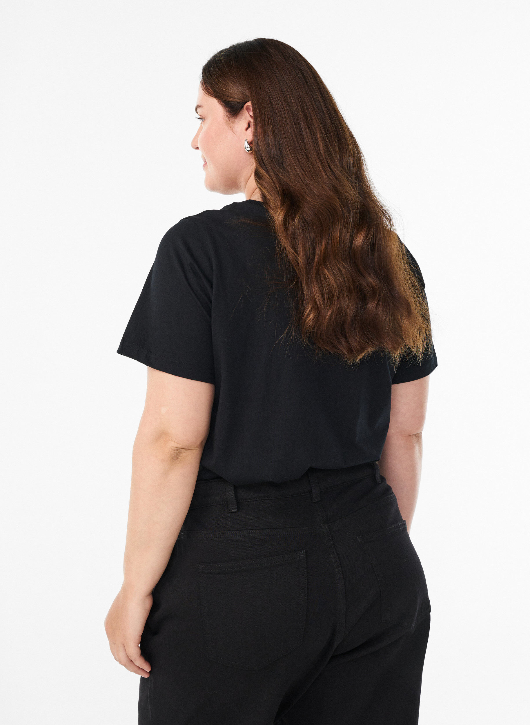 Zizzi Jule-T-skjorte i &oslash;kologisk bomull, Svart, Model image number 2