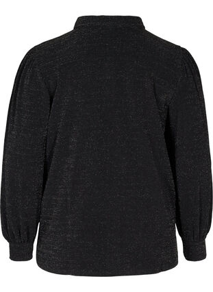 Skjorte med glimmer og puffermer, Black, Packshot image number 1
