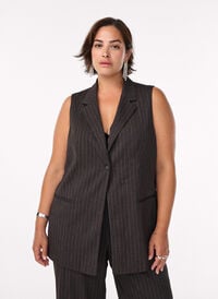 Pinstripe vest med jakkeslag, Brun Pinstripe vest med jakkeslag, Brun, Model
