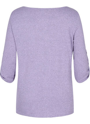 Bluse med knapper og 3/4-ermer, Purple Melange, Packshot image number 1