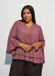 Bluse med 3/4-ermer og volangdetaljer, Rosa, Model image number 0