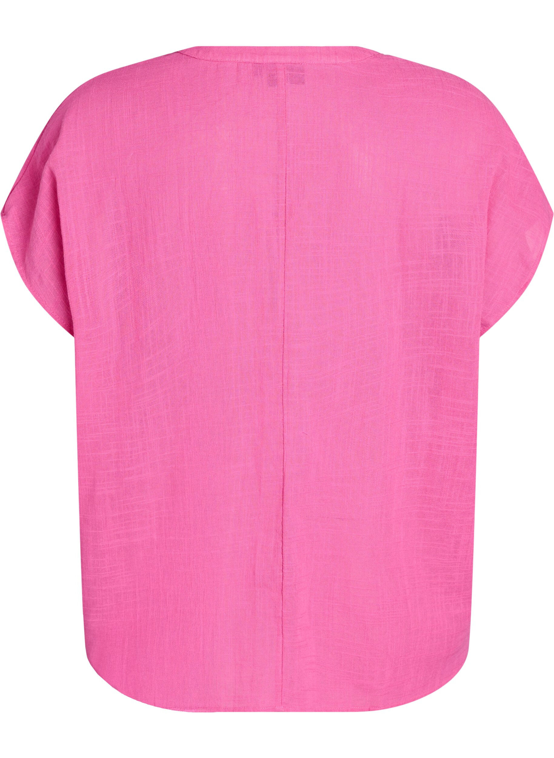 Zizzi L&oslash;s bluse med cap-ermer, Rosa, Packshot image number 1