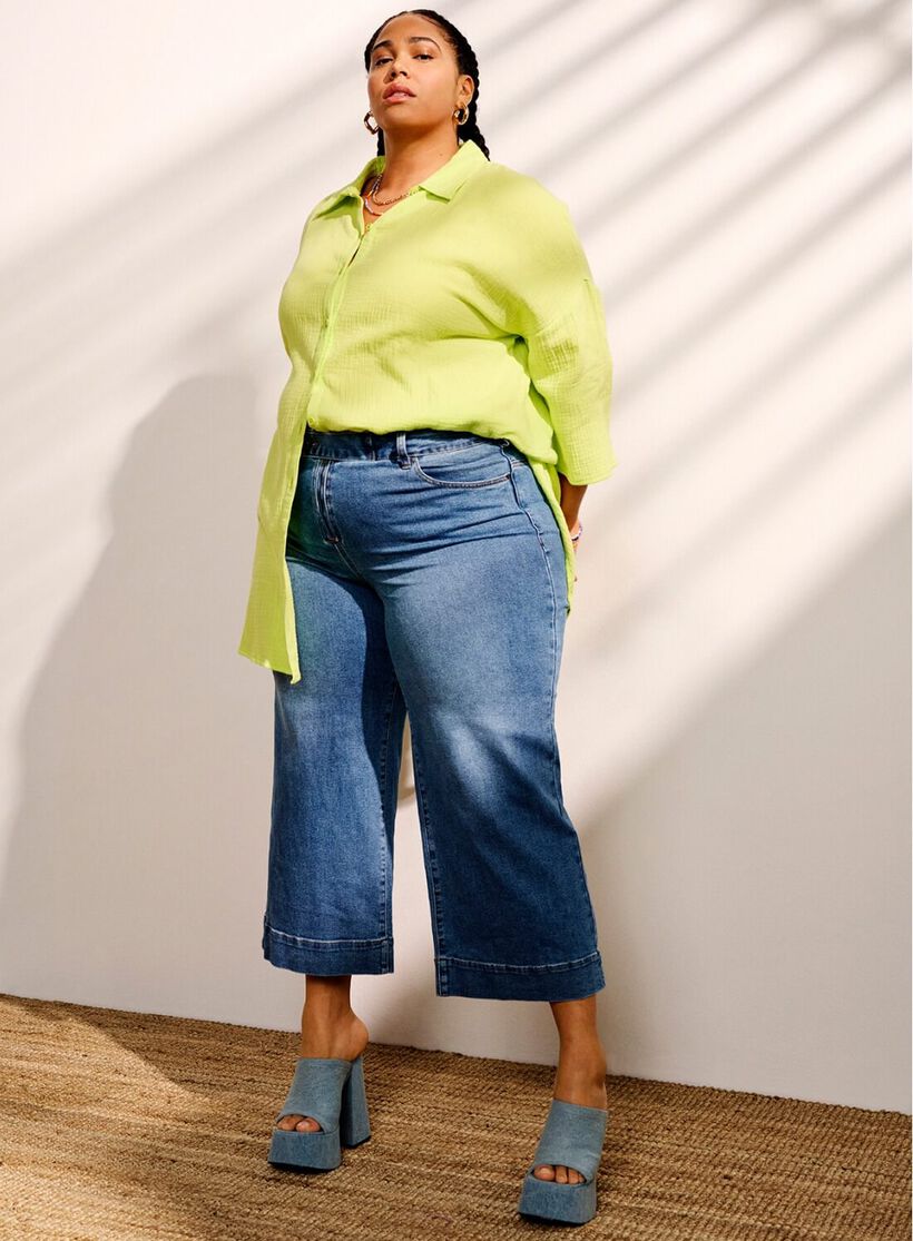 Lime-farger og denim, , Model