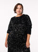 Bluse med paljetter og lange ermer, Svart, Model image number 0