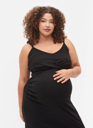 Kjole i ribbet materiale til gravide, Black, Model image number 2