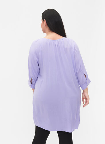 Tunika i viskose med 3/4-ermer, Lavender, Model image number 1