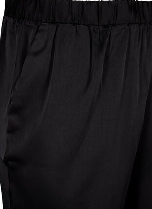 Zizzi Pyjamasbukse i sateng med elastisk linning, Black, Packshot image number 2