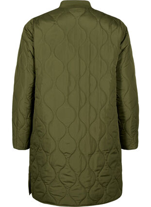 Zizzi Lang quiltet jakke med lommer og glidelås, Winter Moss, Packshot image number 1