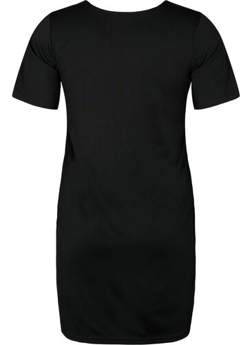 Kort kjole med V-hals og snordetaljer, Black, Packshot image number 1