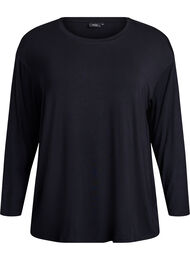 Nattbluse i modalstoff med lange ermer, Svart