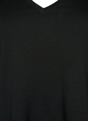 Kortermet T-skjorte med V-hals, Black, Packshot image number 2