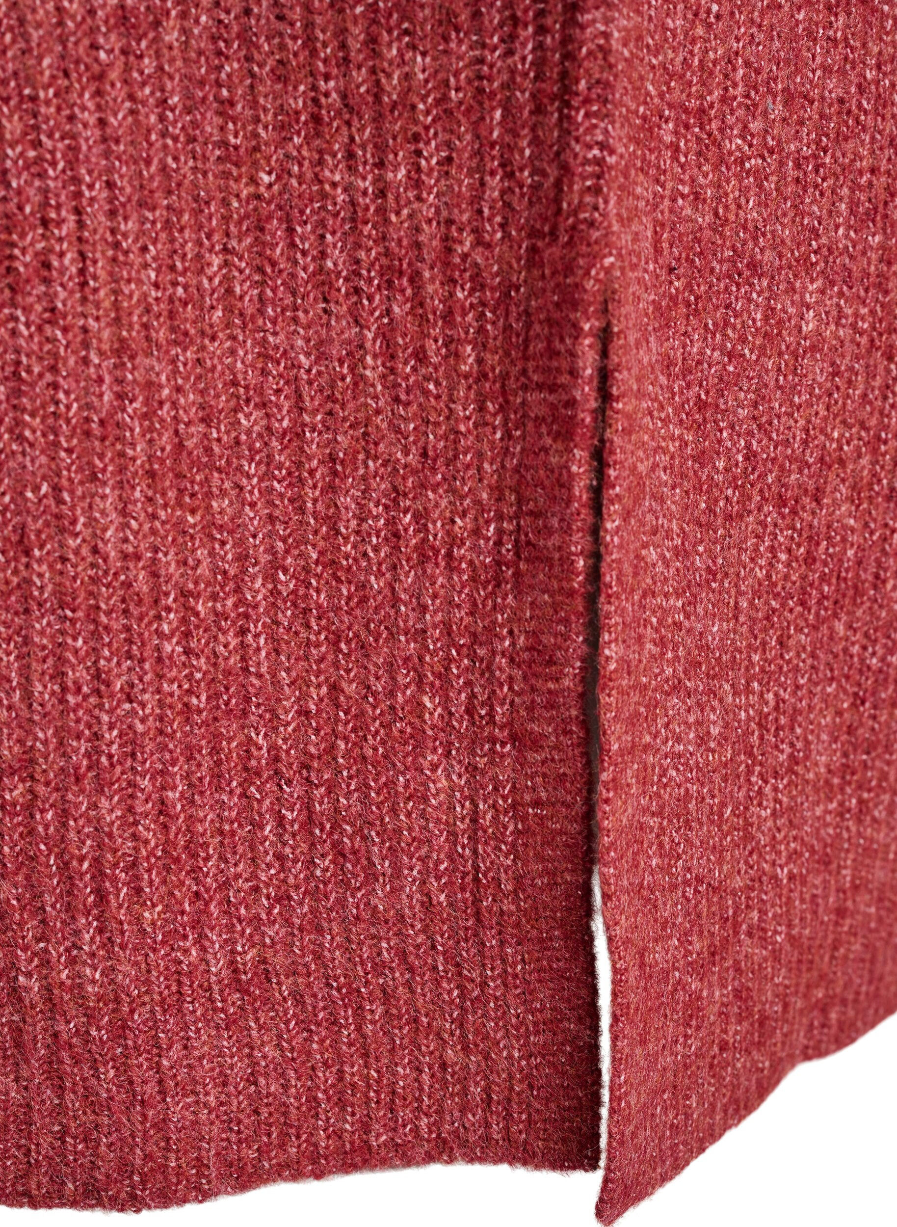 ZizziStrikket kjole med h&oslash;y hals, R&oslash;d, Packshot image number 3