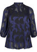 Chiffonbluse med jacquardmønster, Evening Blue, Packshot image number 0
