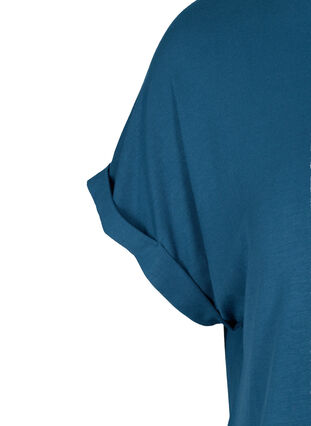 T-skjorte i viskosemiks med rund hals, Majolica Blue, Packshot image number 2