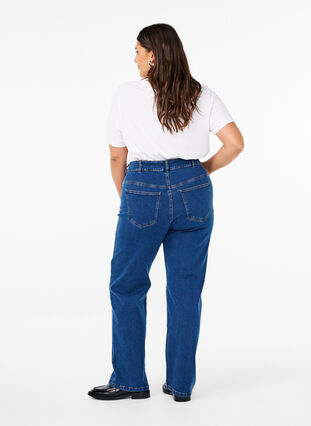  Gemma jeans med høy midje og rett passform, Dark blue, Model image number 1