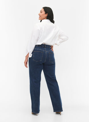  Gemma jeans med høy midje og rett passform, Dark blue, Model image number 1