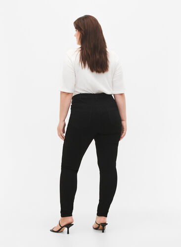 Amy jeans med høy midje og supersmal passform, Black, Model image number 1