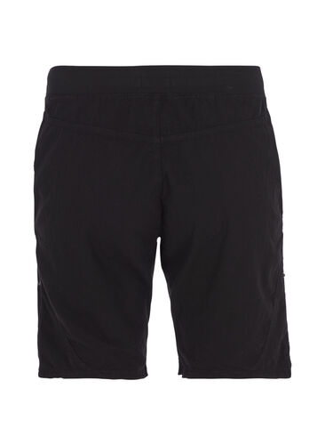 Løs shorts av bomull med lommer, Black, Packshot image number 1