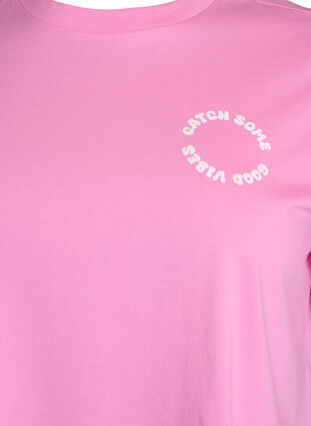 Zizzi T-skjorte i økologisk bomull med sitrusmotiv, Rosa, Packshot image number 2