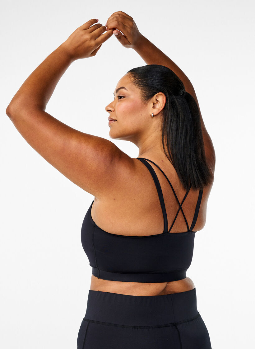 Sports-bh med kryssdetaljer på ryggen, Black, Model