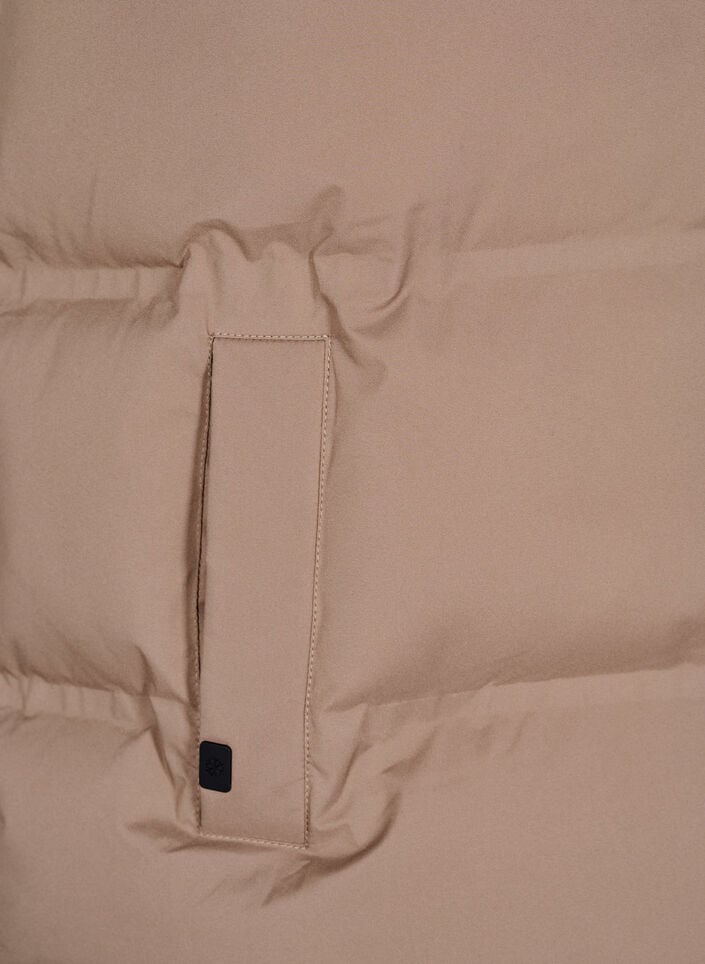 Kort puffvest med høy krage, Brun, Packshot image number 3