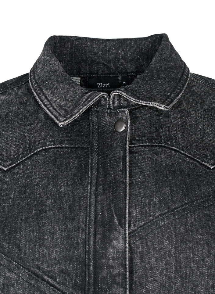 Dongerijakke med skjult glidelås, Dark Grey Denim, Packshot image number 3