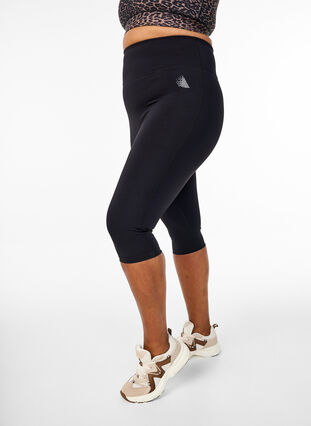 Zizzi CORE, Squatsikre 3/4 treningsleggings med lomme, Svart, Model image number 2