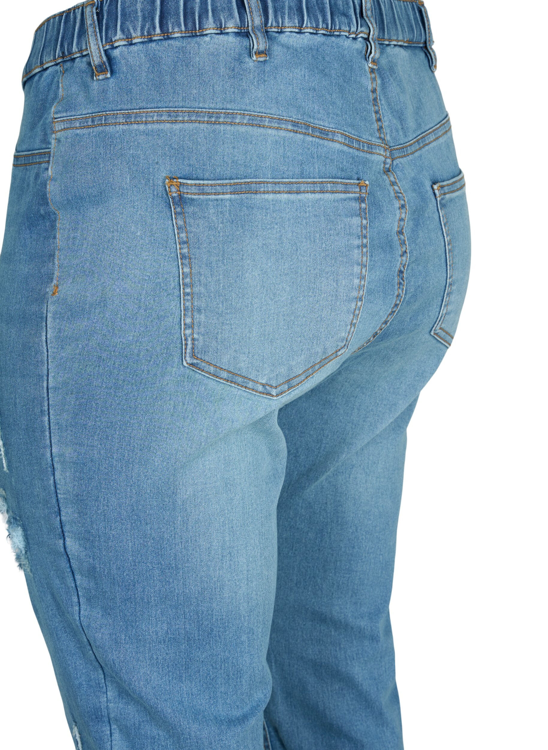Zizzi Jeggings med splitt, Blue denim, Packshot image number 3