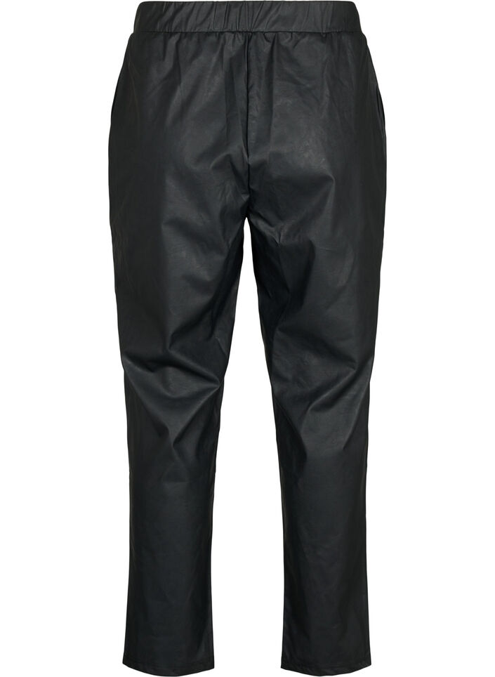 Bukser i imitert skinn med lommer, Black, Packshot image number 1