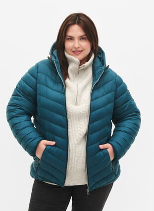 Lettvektsjakke med hette, Deep Teal, Model image number 2