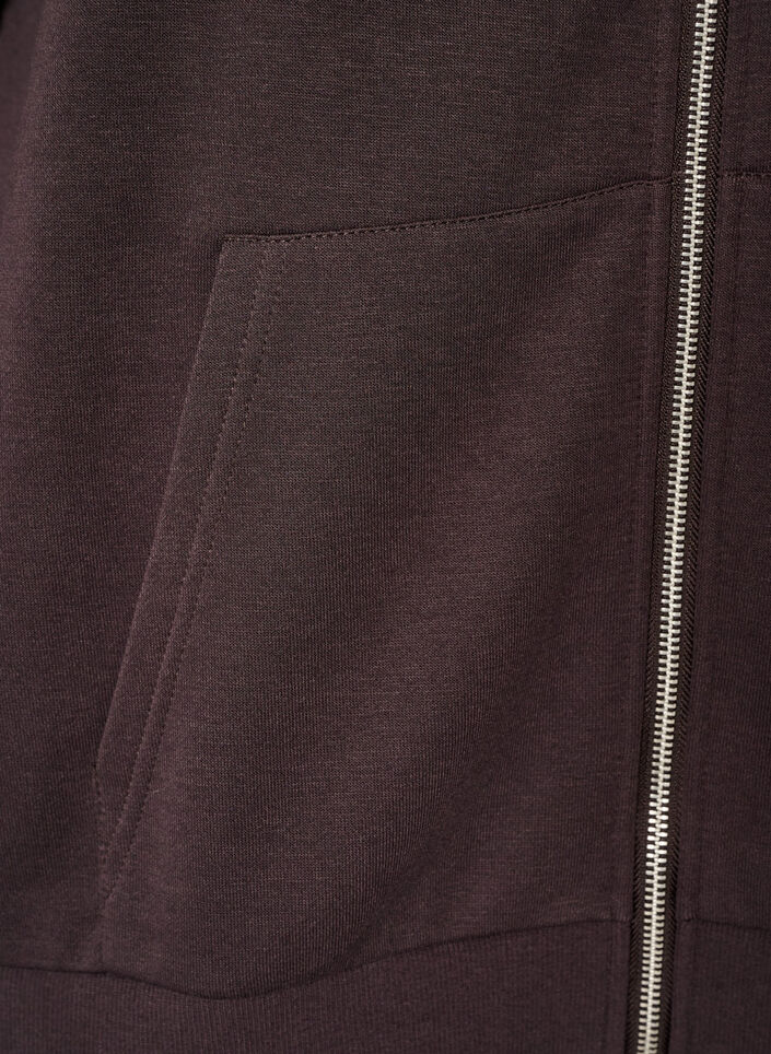 Hettegenser med glidel&aring;s og lommer, Brun, Packshot image number 3