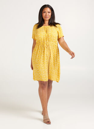 Kjole med korte ermer, Yellow Branch, Model image number 2