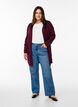 Lang, strikket cardigan i en viskoseblanding, R&oslash;d, Model image number 1