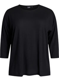 FLASH – Jersey bluse med 3/4 ermer, Svart FLASH – Jersey bluse med 3/4 ermer