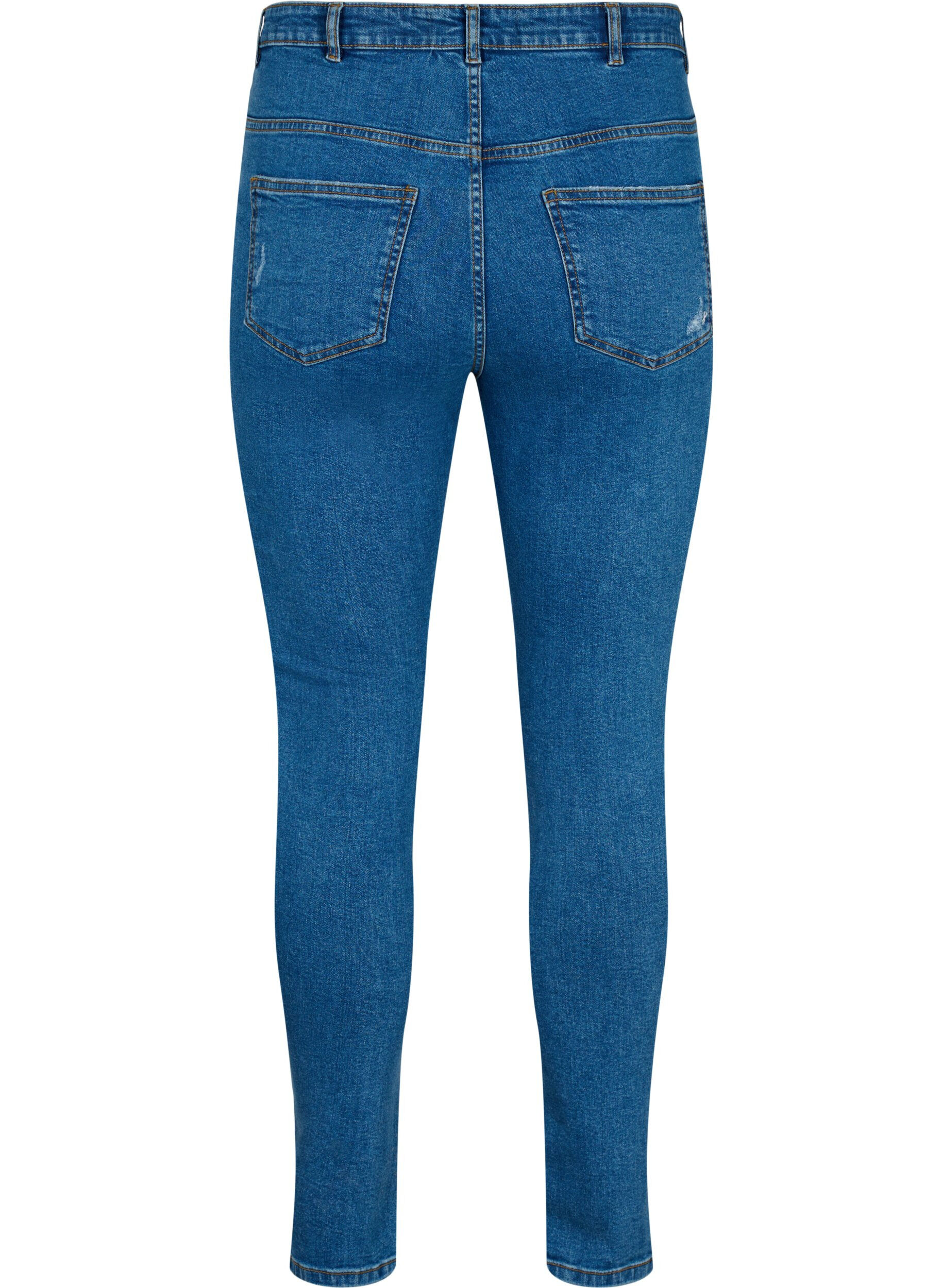 Zizzi Tettsittende jeans med detaljer, Blue denim, Packshot image number 1