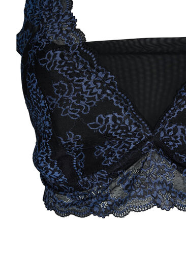 BH med blonder og mesh, Black w. blue lace, Packshot image number 2