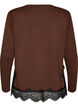 Jerseybluse med blonderkant, Brun, Packshot image number 1