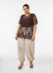 Kortermet bluse med blonder og knyting, Brun, Model image number 1