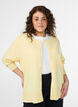 Finstrikket cardigan med rund hals, Gul, Model image number 0