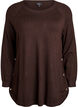 Strikkebluse med knapper i sidene, Brun, Packshot image number 0