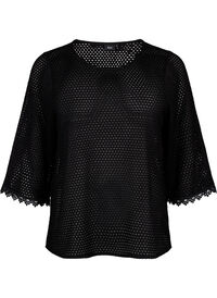 Strikket topp med 3/4 ermer	
