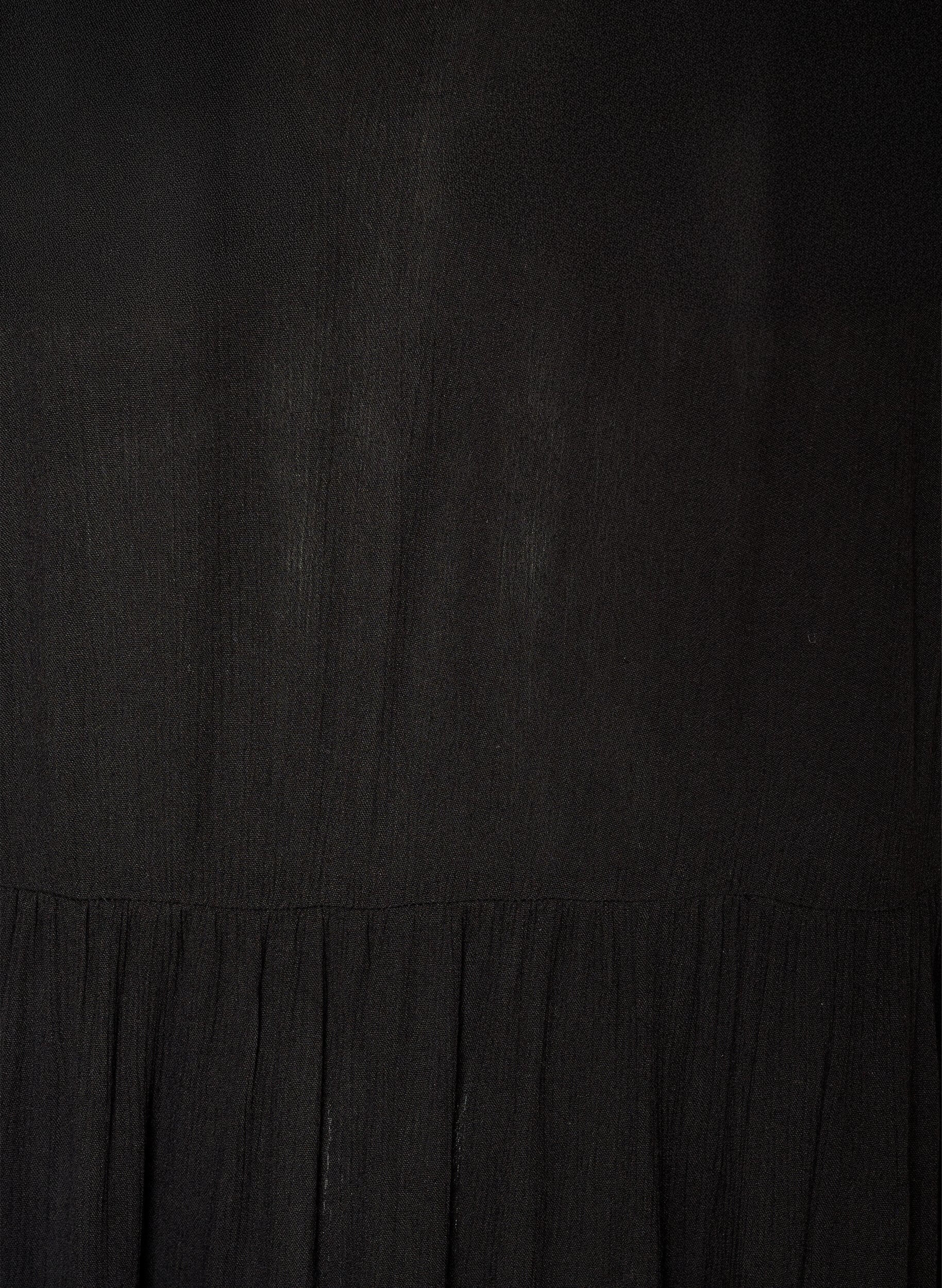 ZizziMidikjole i viskose med volangermer, Svart, Packshot image number 2